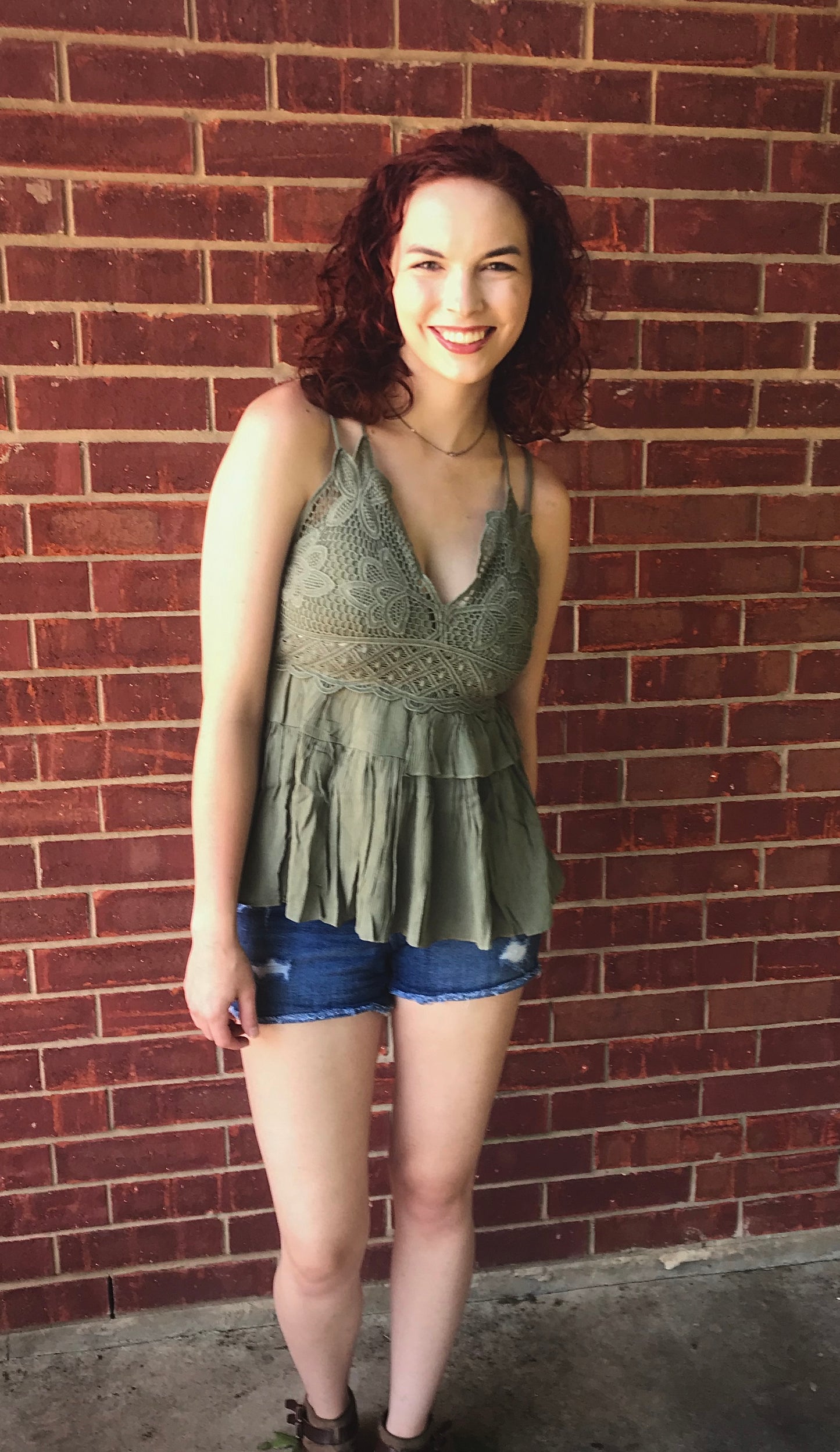 Ruffled Olive Bralatte Top