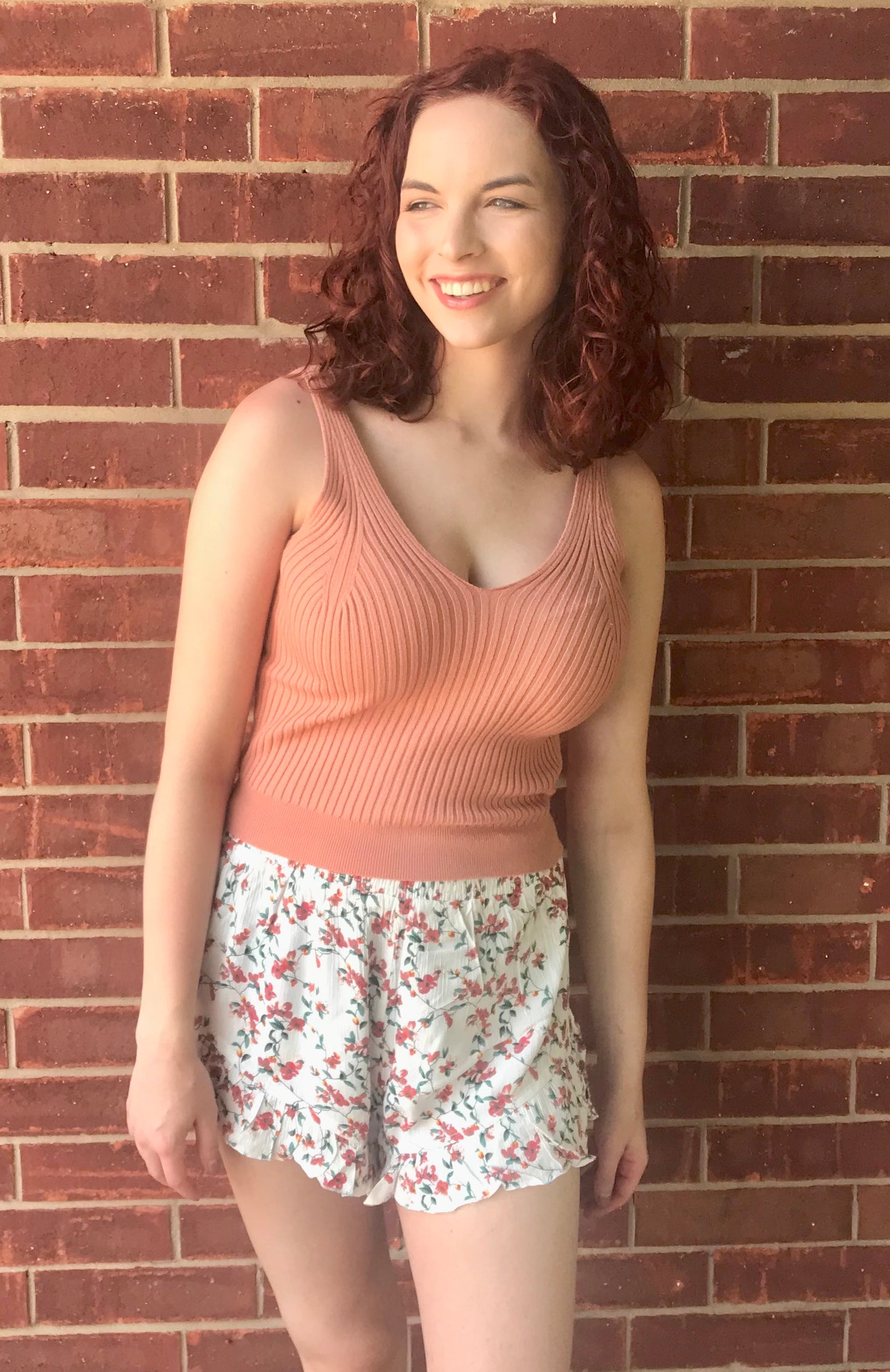 Ribbed V Neck Tank Top