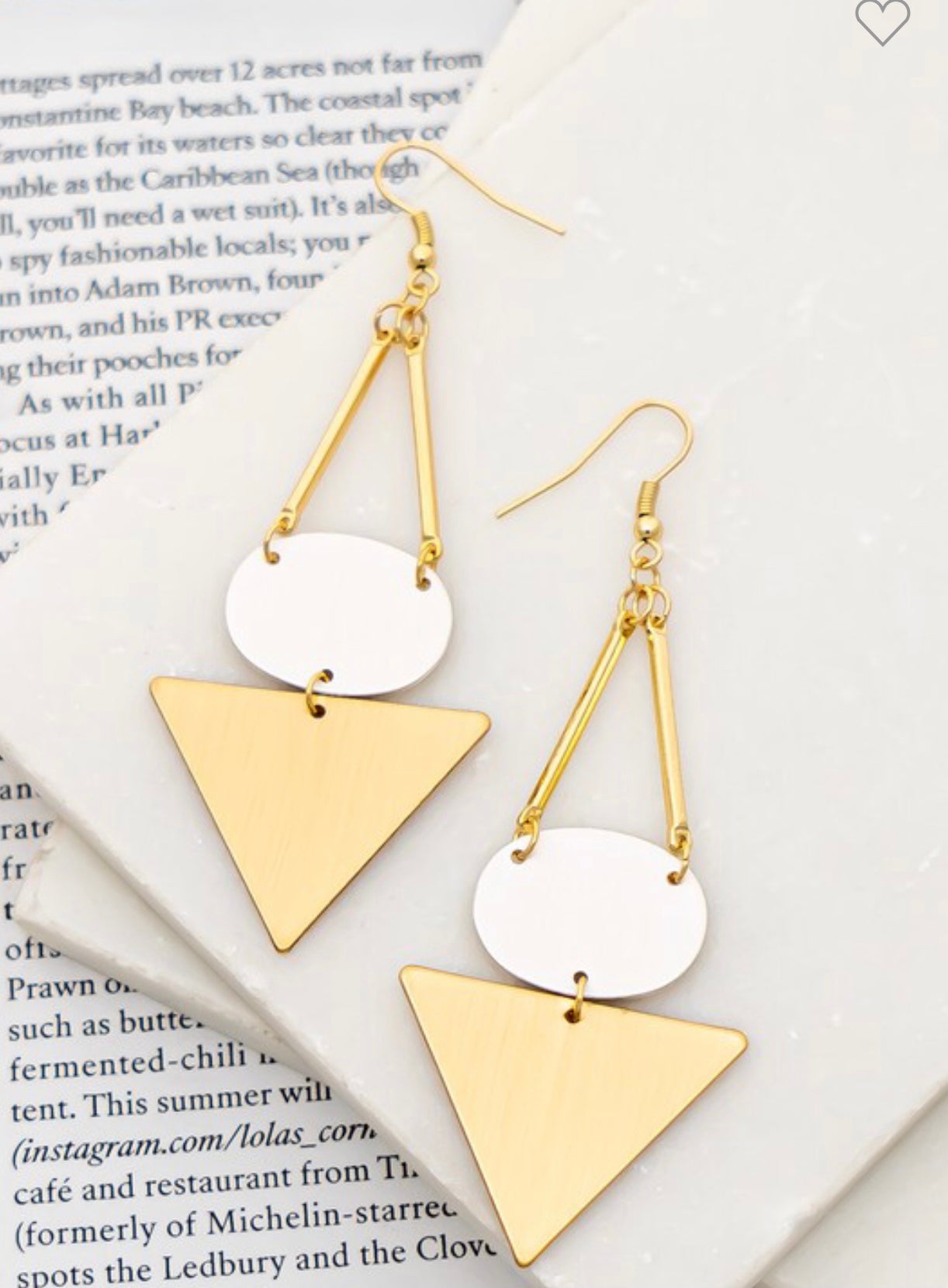 Brushed Oval & Triangle Dangling Earrings