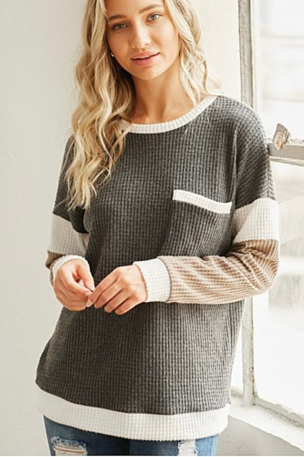 Long Sleeve Color Block Top