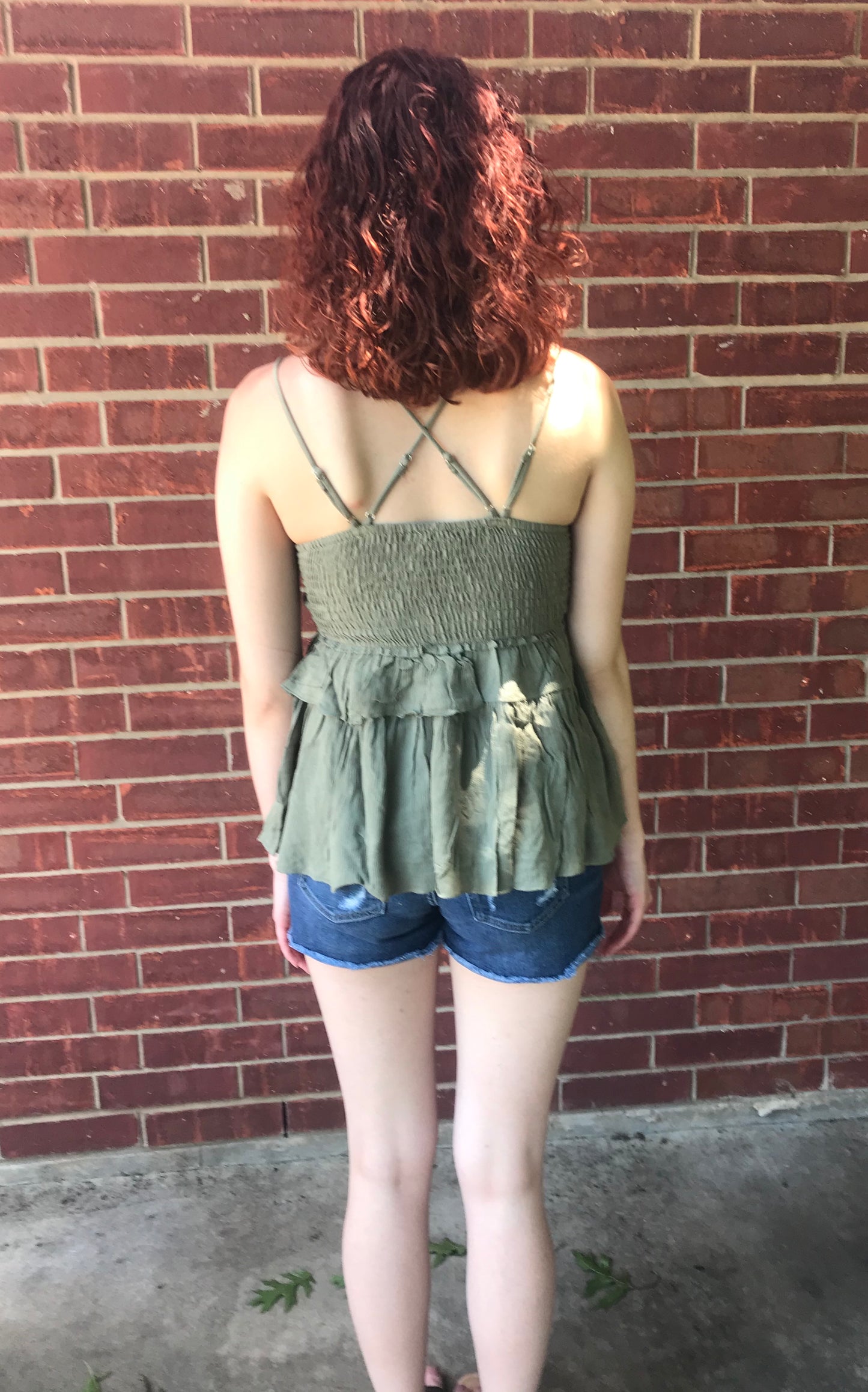 Ruffled Olive Bralatte Top