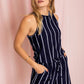 Summer Stripe  Blouson Romper w/ Pocket
