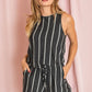 Summer Stripe  Blouson Romper w/ Pocket