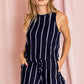Summer Stripe  Blouson Romper w/ Pocket