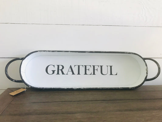 Grateful Metal Oval Tray