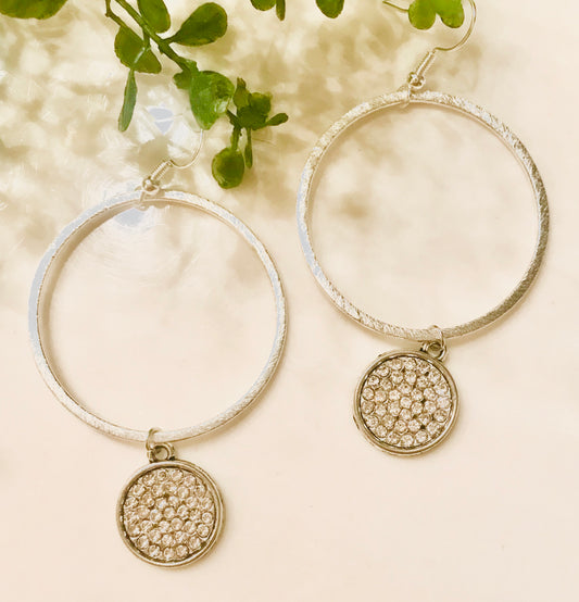 Silver Pave Hoops