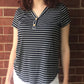 Navy Striped Short Sleeve Shirt
