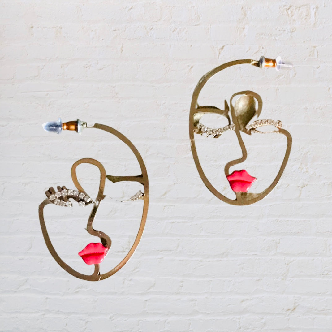 Woman's Face Portrait Earrings