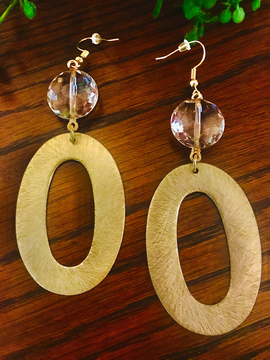 Oval & Stone Earrings