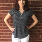 Navy Striped Short Sleeve Shirt