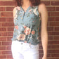 Denim Blue Floral Tank Top