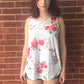 White Floral Sleeveless Top w/Crochet Trim