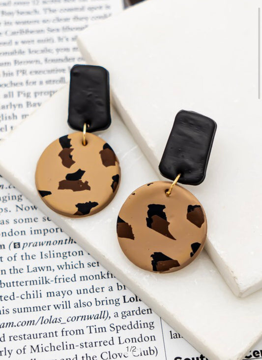 Leopard Print Disk Dangling Earrings